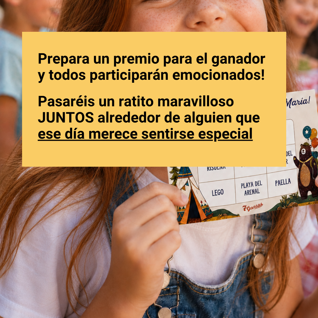 Bingo personalizado para cumpleaños de niños