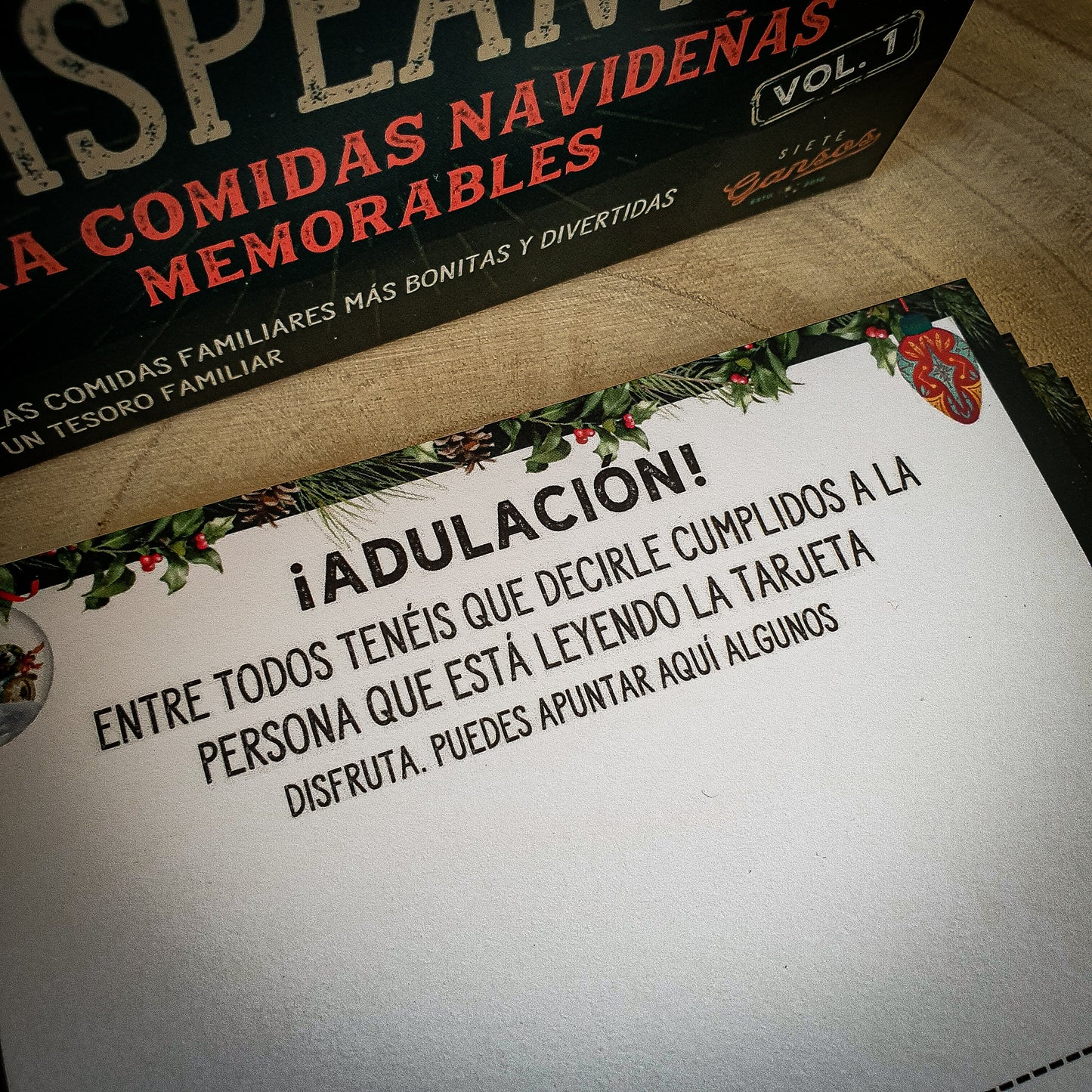Cápsula tarjetas divertidas para comidas navideñas