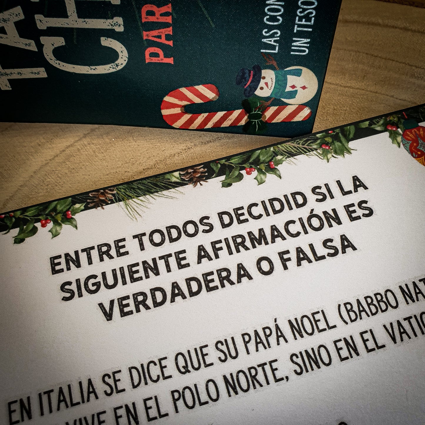 Cápsula tarjetas divertidas para comidas navideñas