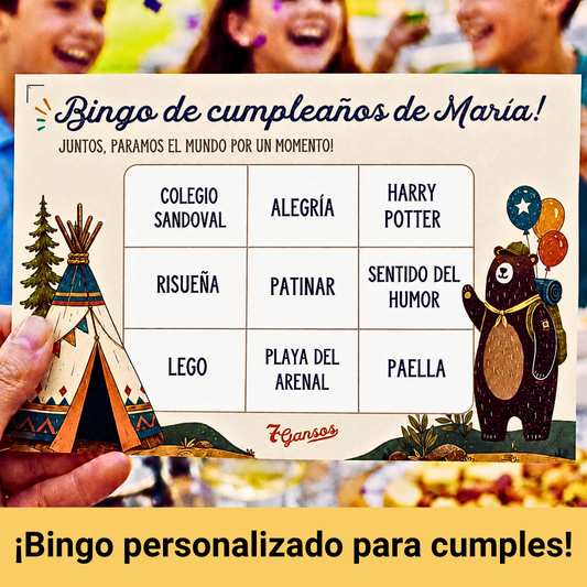 Bingo personalizado para cumpleaños de niños