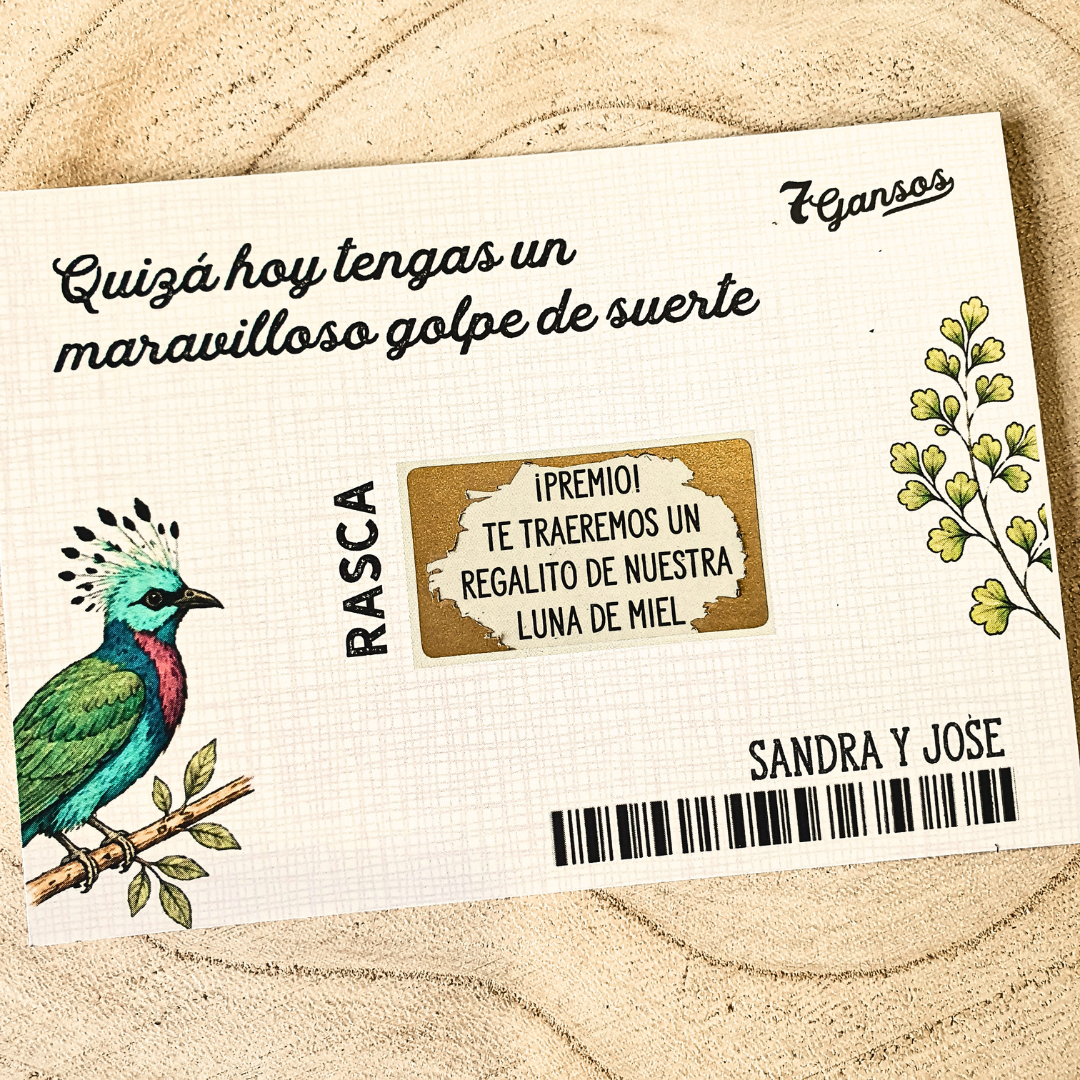 Tarjetas rasca y gana para bodas