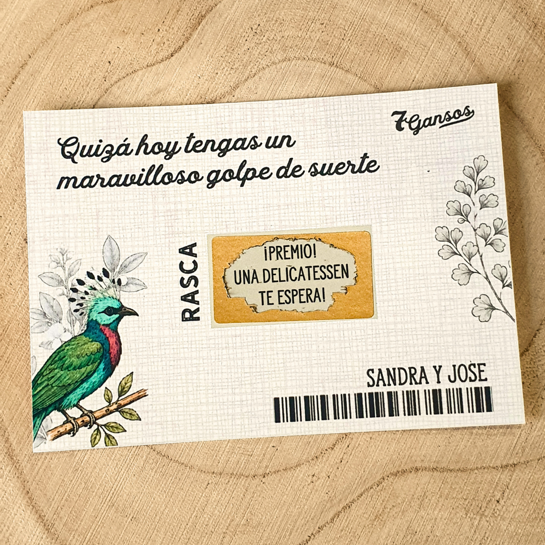 Tarjetas rasca y gana para bodas