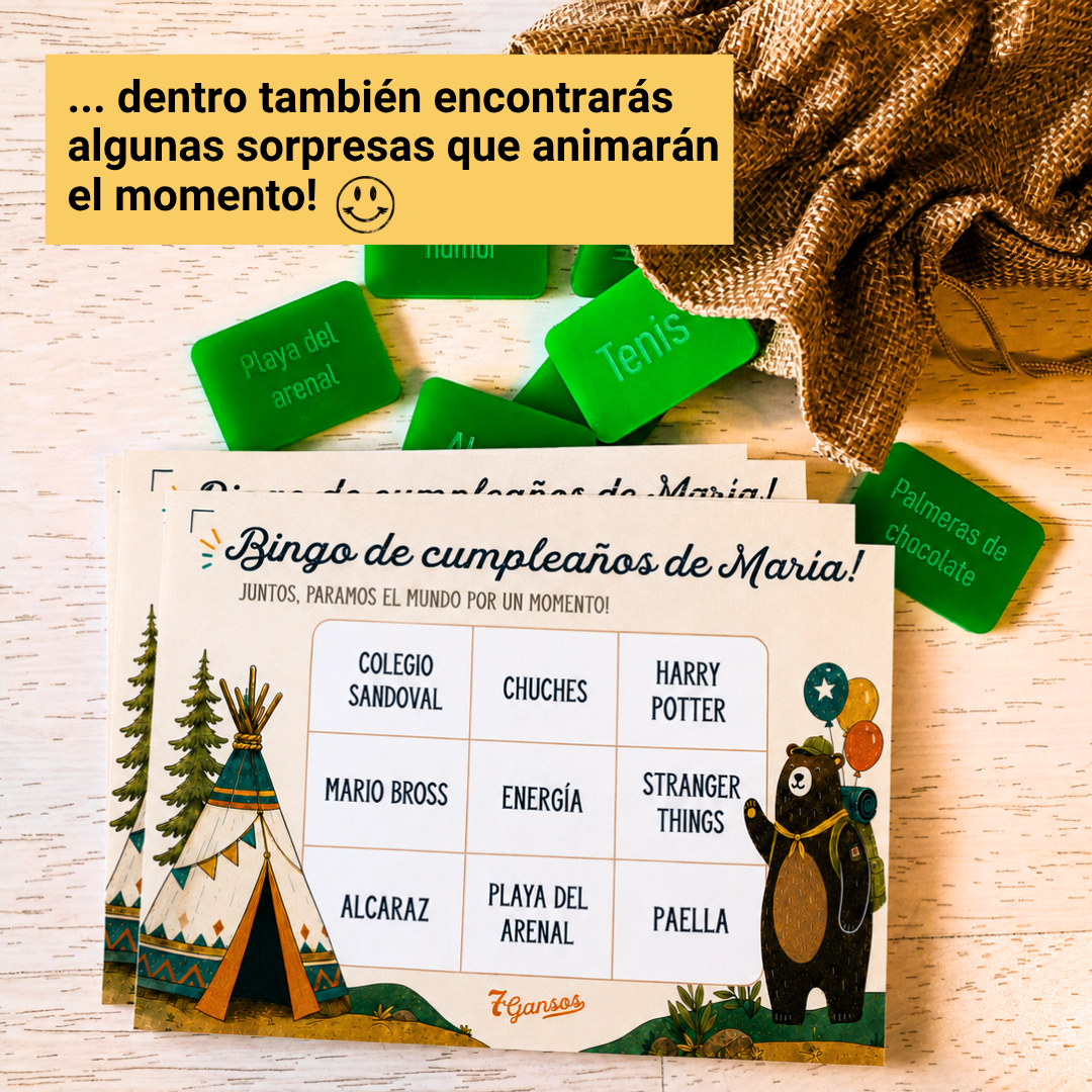 Bingo personalizado para cumpleaños de niños