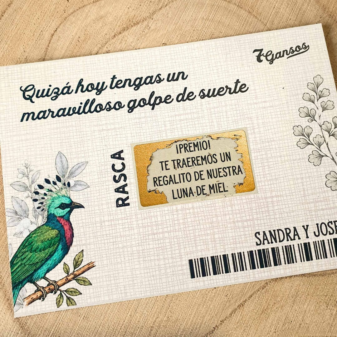 Tarjetas rasca y gana para bodas
