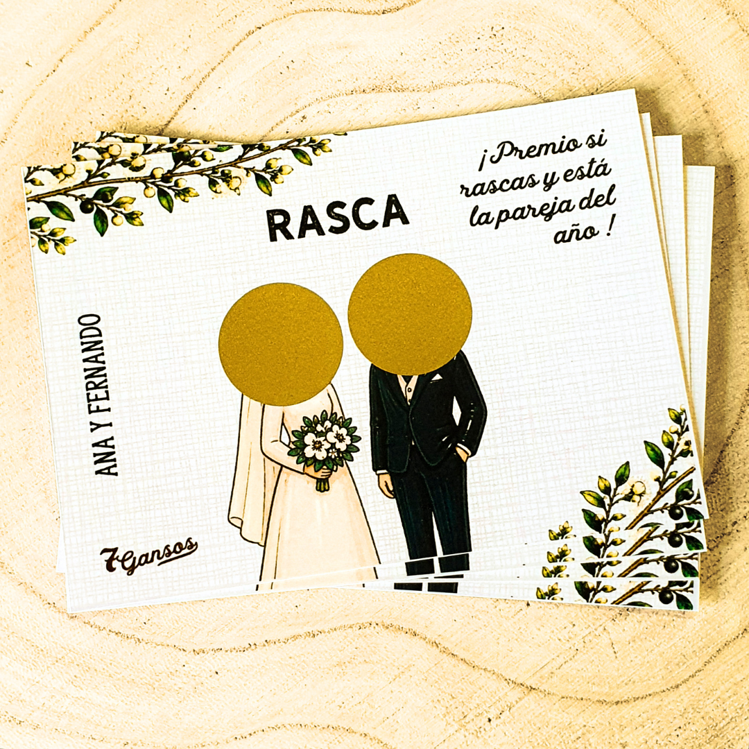 TARJETAS RASCA PARA BODAS ORIGINALES