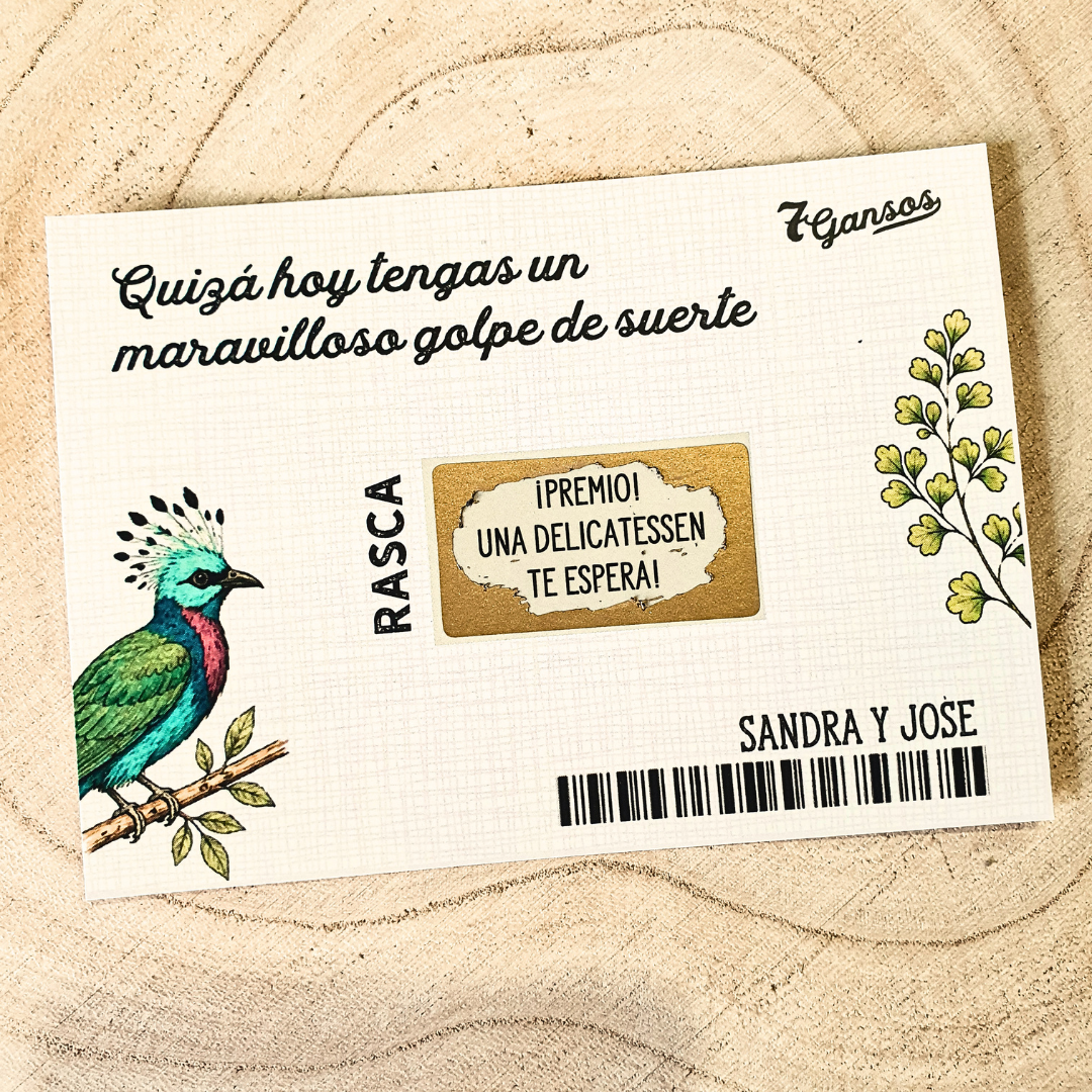 Tarjetas rasca y gana para bodas